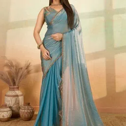 VRAGI Embroidered Pure Chiffon Saree-28
