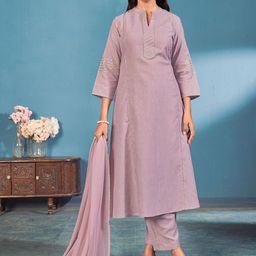 Laxmipati Women Printed Regular Pure Cotton Kurta with Trousers & Dupatta-image-54
