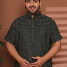 Enchanted Drapes Men Geometric Printed Thread Work Kurta-image-44