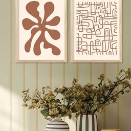 Kotart Brown & Beige 2 Pieces Wooden Abstract Wall Arts-picture-16