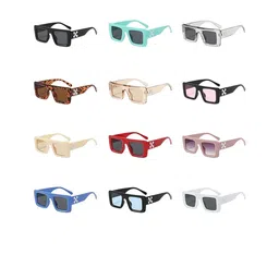 AUGEN Unisex Black Lens & White Rectangle Sunglasses with-image-29