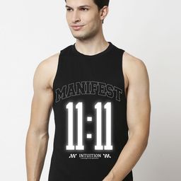 Bewakoof Men's Jet Black Graphic Printed Cotton Gym Vest 662003-image-31