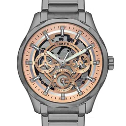 Timex Men Brass Skeleton Dial & Stainless Steel Straps Analogue Watch TW0TG7631-34