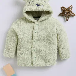 Moms Love Infant Girls Sherpa Finish Pure Cotton Hooded Tailored Jacket-image-78