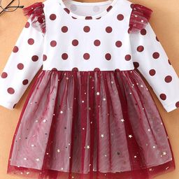 YK Kids Girls Polka Dot Printed Round Neck Midi Dress-image-52