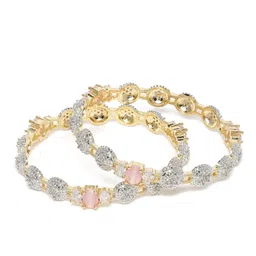 House of Pataudi Set Of 2 Gold-Plated American Diamond Studded Bangles-41