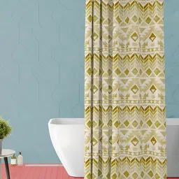 ArtzFolio Green & White Geometric Printed Waterproof Shower Curtain-11