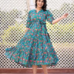 KALINI Floral Print Puff Sleeve Maxi Dress-image-95
