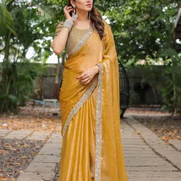 Nirmohi Fashion Women Embroidered Pure Chiffon Saree-image-36