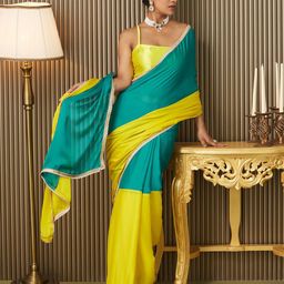 Mitera Colourblocked Beads and Stones Pure Chiffon Saree-picture-47