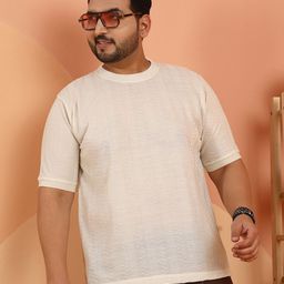 Instafab Plus Men Self Design Round Neck Cotton T-shirt-picture-18