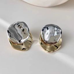 KRENOZ Rhodium-Plated Textured Contemporary Studs-image-90