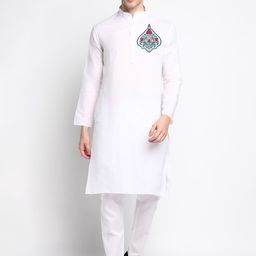 PulseIQ Men Ethnic Motifs Printed Mandarin Collar Straight Kurta Set-picture-35