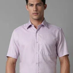 Louis Philippe Men Classic Spread Collar Geometric Printed Cotton Formal Shirt-image-16