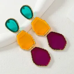 AVANT-GARDE PARIS Gold-Plated Enamelled Geometric Shaped Drop Earrings-33