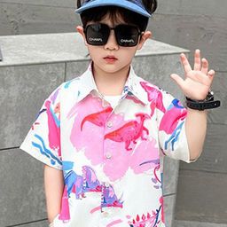 Googo Gaaga Boys Abstract Printed Spread Collar Casual Shirt-image-0