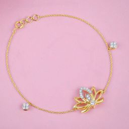 GIVA Women Gold Lotus Love Diamond Bracelet-image-19