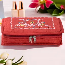 Myntra Elegant Homes Red And Yellow Embroidery Jewellery Organisers-43