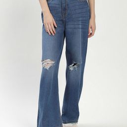 Madame Women Wide Leg Slash Knee Jeans-image-46