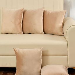 Shadowkart Cream 5 Pieces Velvet Square Cushion Covers-image-82