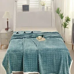 JC HOME Blue & Grey AC Room 300 GSM Double Bed Blanket-52