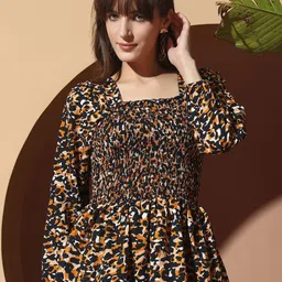ZWERLON Women Printed Smocked Peplum Top-picture-49