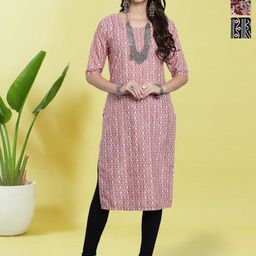 HERE&NOW Selection Of 3 Ethnic Motifs Printed Round Neck Straight Kurta-image-60