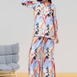 all about you Printed Collared Neck Three Fourth Sleeves Shirt With Palazzos Co-Ords-image-67