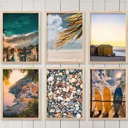 WALLLANE Brown 6 and more Piece Wood Abstract Wall Paintings-35