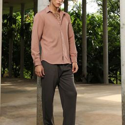 Campus Sutra Rope-Striped Tactile Self Design Comfort Regular Fit Casual Shirt-image-3