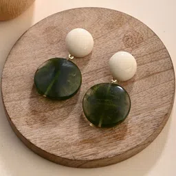 Reenisaa Gold-Plated Enamelled Circular Drop Earrings-picture-5