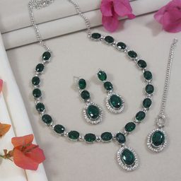I Jewels Silver-Plated Stones Studded Jewellery Set-picture-6