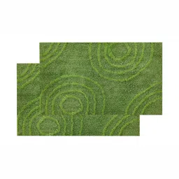 Aura Green Set Of 2 Self Design Cotton Anti-Skid Doormats-5