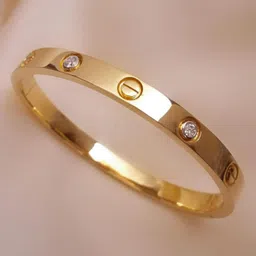 SUBHAGALANKAR Women Gold-Plated Kada Bracelet-image-79