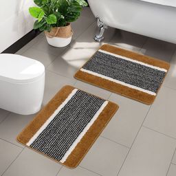 Myntra Elegant Homes 2Pcs Silver & yellow Anti Skid Doormats-image-86