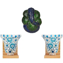 Somil Indore Mosaic Decorative Lamp Combo of Matching Wall Lamp & Blessing God Ganesh Wall Lamp, Multi Compatible with LED, Size: 14.5 X 14.5 X 15 Cm, Pack of 3.-image-70