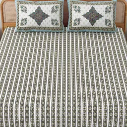 MAFATLAL Sanskriti White Floral Printed Cotton 144 TC King Bedsheet Set 2.34 m X 2.7 m-image-99