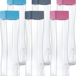 Aura Black & Pink Set of 6 Plastic Solid Water Bottle-22