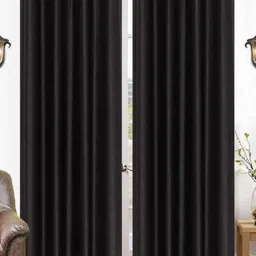 BELLA TRUE Black 2 Pieces Semi Transparent Door Curtains-10
