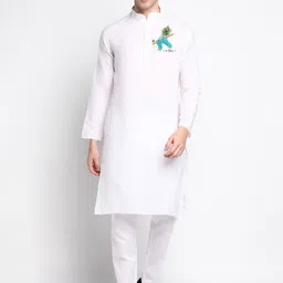 DEVOILER Men Flared Sleeves Chikankari Block Print Kurta-picture-33