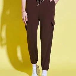 DIMPY GARMENTS Women Relaxed High-Rise Joggers Trousers-image-95