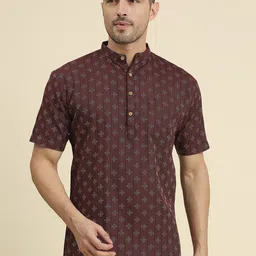 RAJUBHAI HARGOVINDAS Woven Design Band Collar Cotton Kurta-picture-23