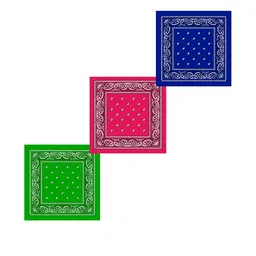 Navkar Crafts Unisex Pack Of 3 Blue Pink & Green Paisley Printed Cotton Bandana Headbands-picture-39