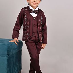 BAESD Boys Embroidered 3 Piece Suit Set With Bow-image-91