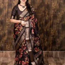 DIVASTRI Floral Printed Saree With Blouse Piece-image-98