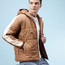 glitchez Contrast Panel Hooded Puffer Jacket-picture-6