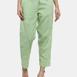 CORSICA Women Tailored Textured Regular Fit Trousers-image-98