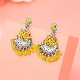 Yellow Chimes Silver Plated Contemporary Drop Earrings-35