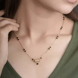 BELLEZA JEWELS Gold-Plated Artificial Stones and Beads Mangalsutra-26