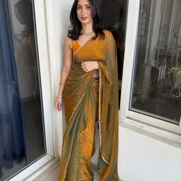 VRAGI Women Embellished Embroidered Pure Chiffon Saree-image-95